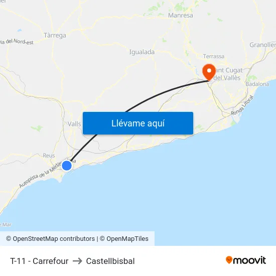 T-11 - Carrefour to Castellbisbal map