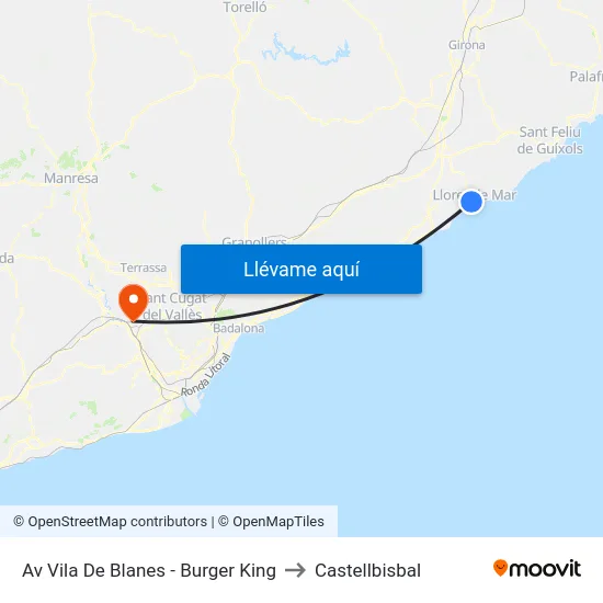 Av Vila De Blanes - Burger King to Castellbisbal map