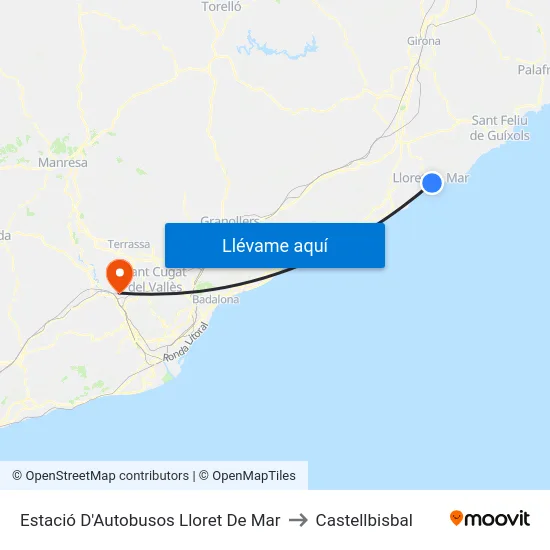 Estació D'Autobusos Lloret De Mar to Castellbisbal map