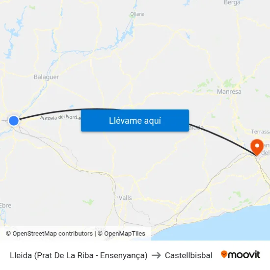 Lleida (Prat De La Riba - Ensenyança) to Castellbisbal map