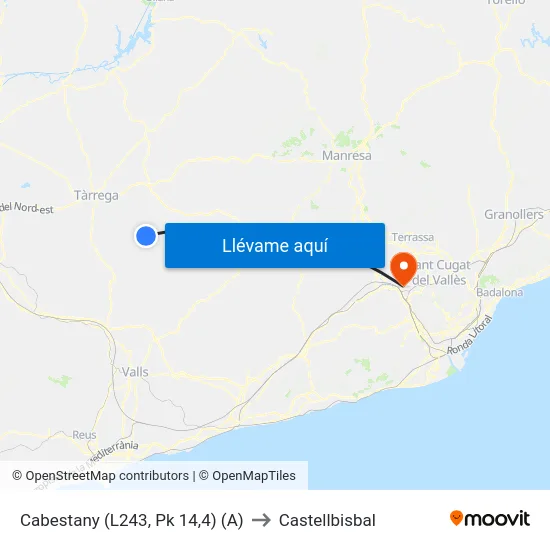 Cabestany (L243, Pk 14,4) (A) to Castellbisbal map