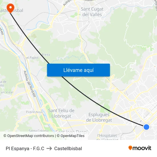 Pl Espanya - F.G.C to Castellbisbal map