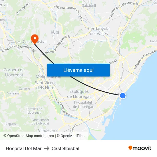 Hospital Del Mar to Castellbisbal map