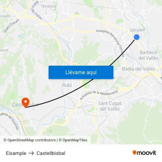 Eixample to Castellbisbal map