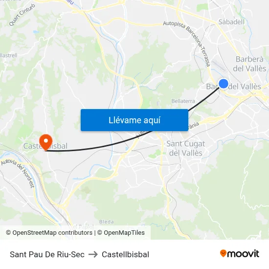 Sant Pau De Riu-Sec to Castellbisbal map