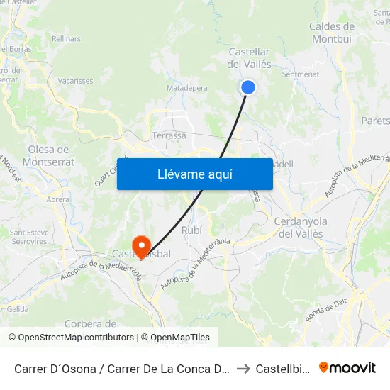 Carrer D´Osona / Carrer De La Conca De Barberà to Castellbisbal map