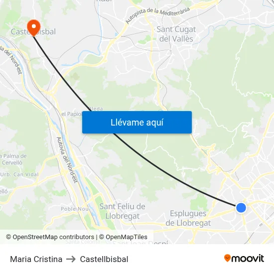 Maria Cristina to Castellbisbal map