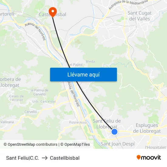 Sant Feliu|C.C. to Castellbisbal map
