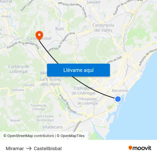 Miramar to Castellbisbal map
