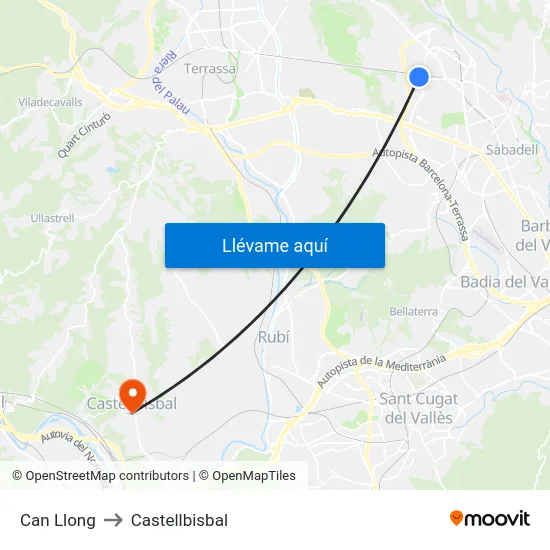 Can Llong to Castellbisbal map