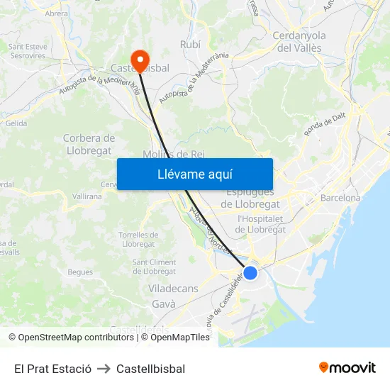El Prat Estació to Castellbisbal map