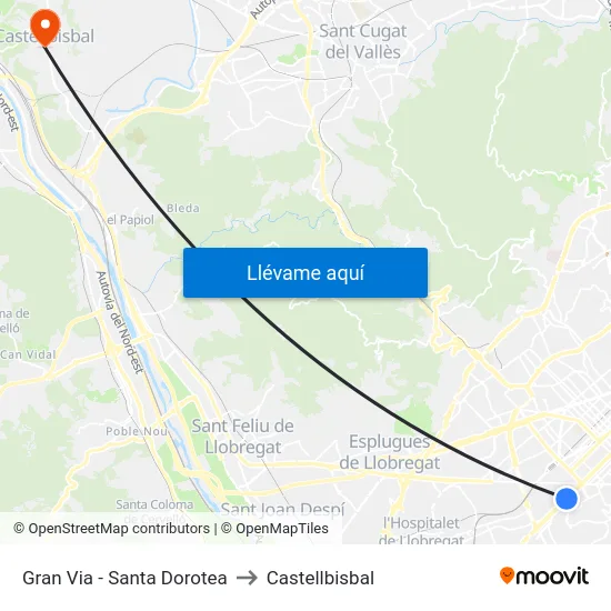 Gran Via - Santa Dorotea to Castellbisbal map