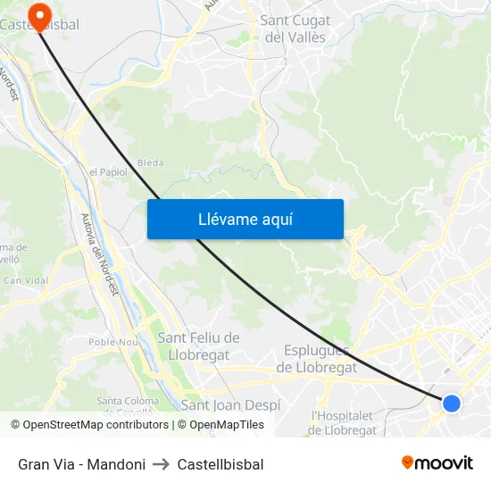 Gran Via - Mandoni to Castellbisbal map