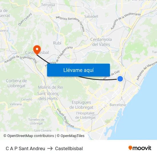 C A P Sant Andreu to Castellbisbal map