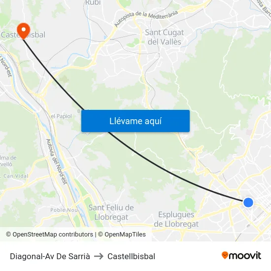 Diagonal-Av De Sarrià to Castellbisbal map