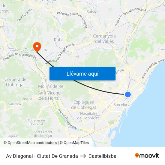 Av Diagonal - Ciutat De Granada to Castellbisbal map
