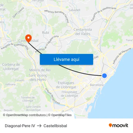 Diagonal-Pere IV to Castellbisbal map