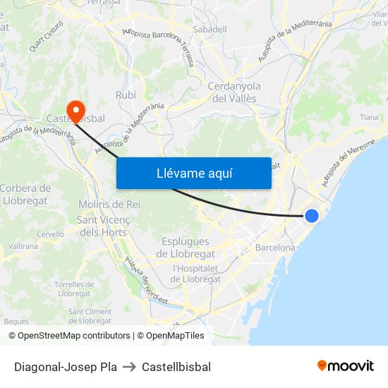 Diagonal-Josep Pla to Castellbisbal map