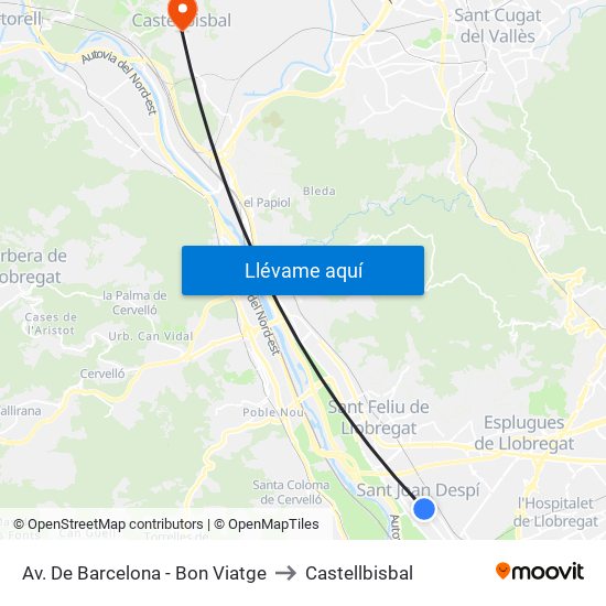Av. De Barcelona - Bon Viatge to Castellbisbal map