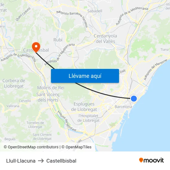 Llull-Llacuna to Castellbisbal map
