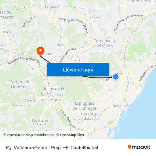 Pg. Valldaura-Fabra I Puig to Castellbisbal map