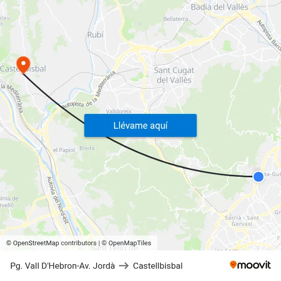 Pg. Vall D'Hebron-Av. Jordà to Castellbisbal map