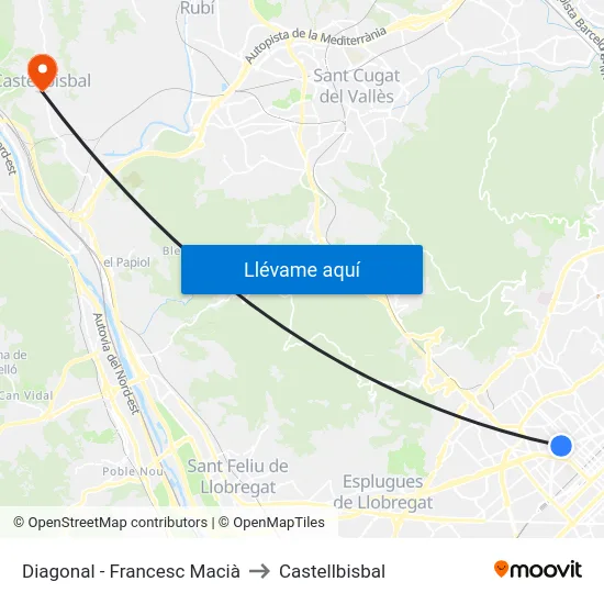 Diagonal - Francesc Macià to Castellbisbal map