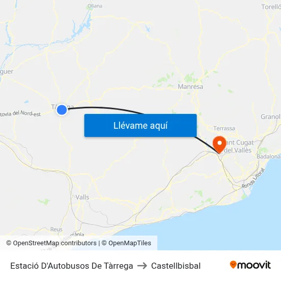 Estació D'Autobusos De Tàrrega to Castellbisbal map