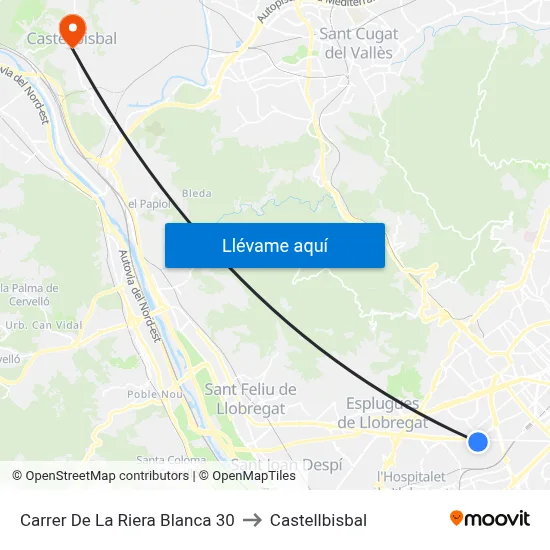 Carrer De La Riera Blanca 30 to Castellbisbal map