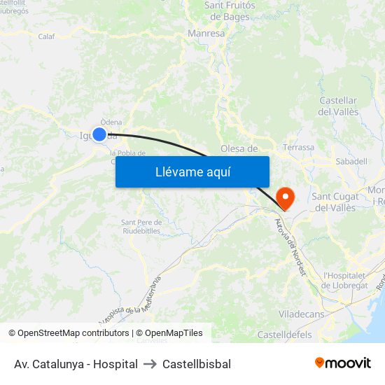 Av. Catalunya - Hospital to Castellbisbal map