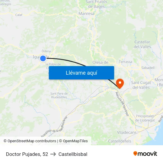 Doctor Pujades, 52 to Castellbisbal map