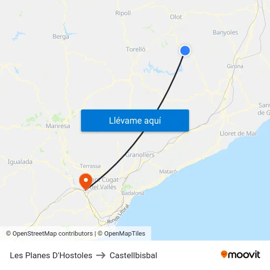 Les Planes D'Hostoles to Castellbisbal map