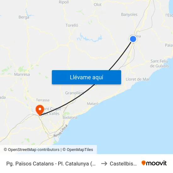 Pg. Països Catalans - Pl. Catalunya (Salt) to Castellbisbal map