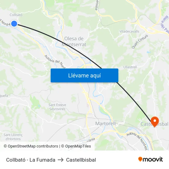 Collbató - La Fumada to Castellbisbal map