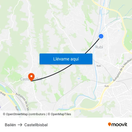 Bailén to Castellbisbal map