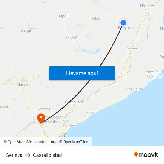Serinyà to Castellbisbal map