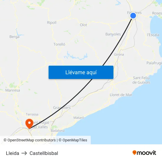 Lleida to Castellbisbal map