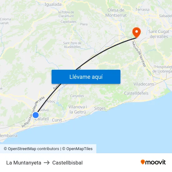 La Muntanyeta to Castellbisbal map