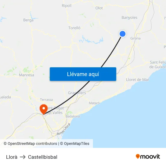 Llorà to Castellbisbal map