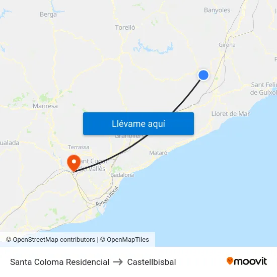 Santa Coloma Residencial to Castellbisbal map