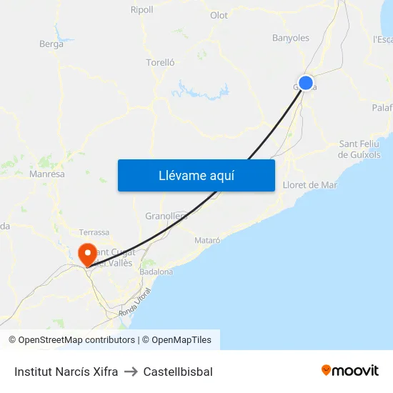 Institut Narcís Xifra to Castellbisbal map