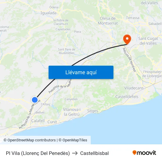 Pl Vila (Llorenç Del Penedès) to Castellbisbal map