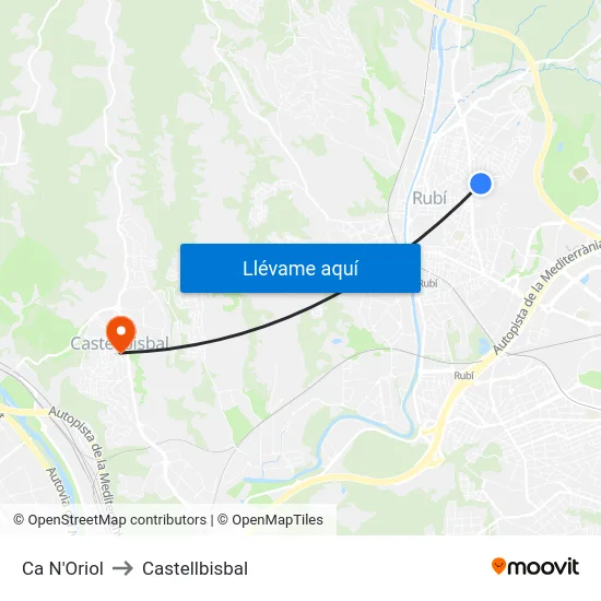 Ca N'Oriol to Castellbisbal map