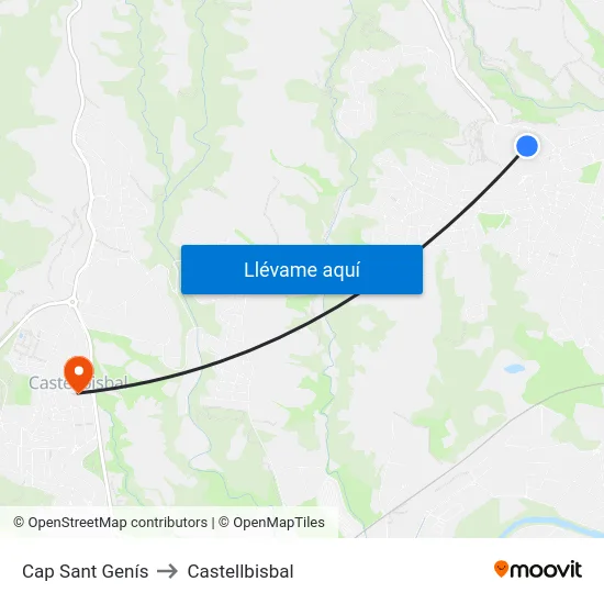 Cap Sant Genís to Castellbisbal map
