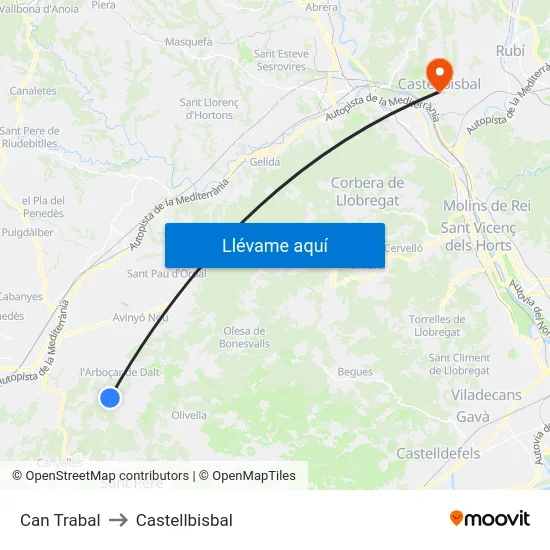 Can Trabal to Castellbisbal map