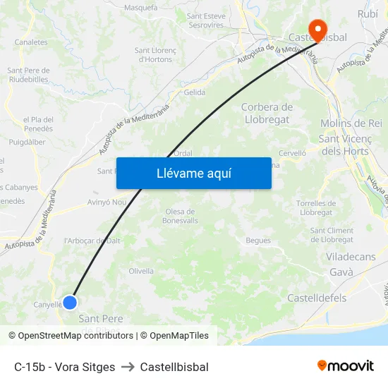 C-15b - Vora Sitges to Castellbisbal map