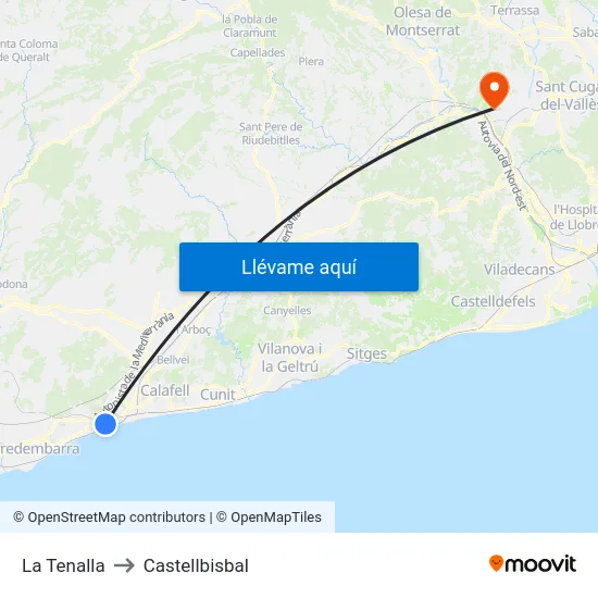La Tenalla to Castellbisbal map