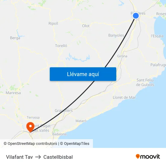 Vilafant Tav to Castellbisbal map