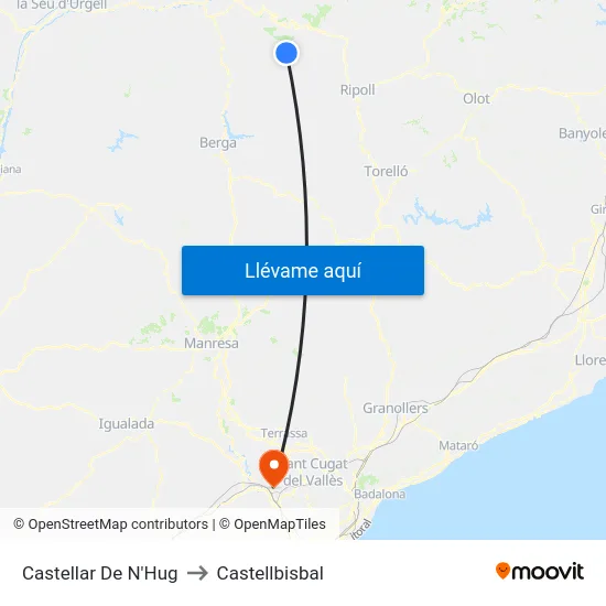 Castellar De N'Hug to Castellbisbal map