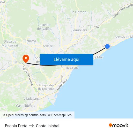 Escola Freta to Castellbisbal map